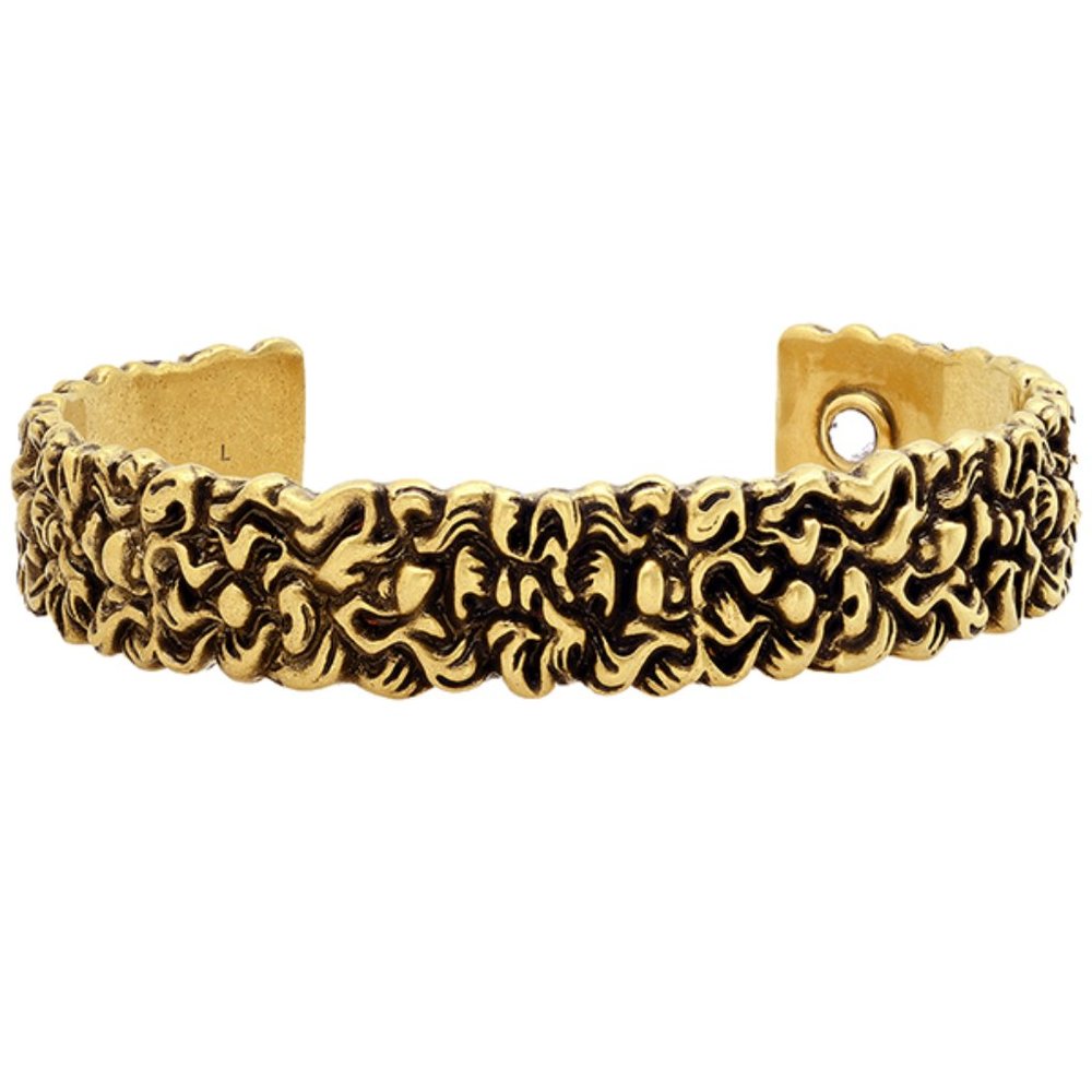Gucci Lionhead Mane Cuff Bracelet in Antique Gold